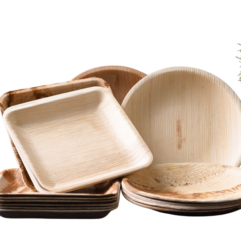 Various palm leaf plates, eco-friendly and biodegradable