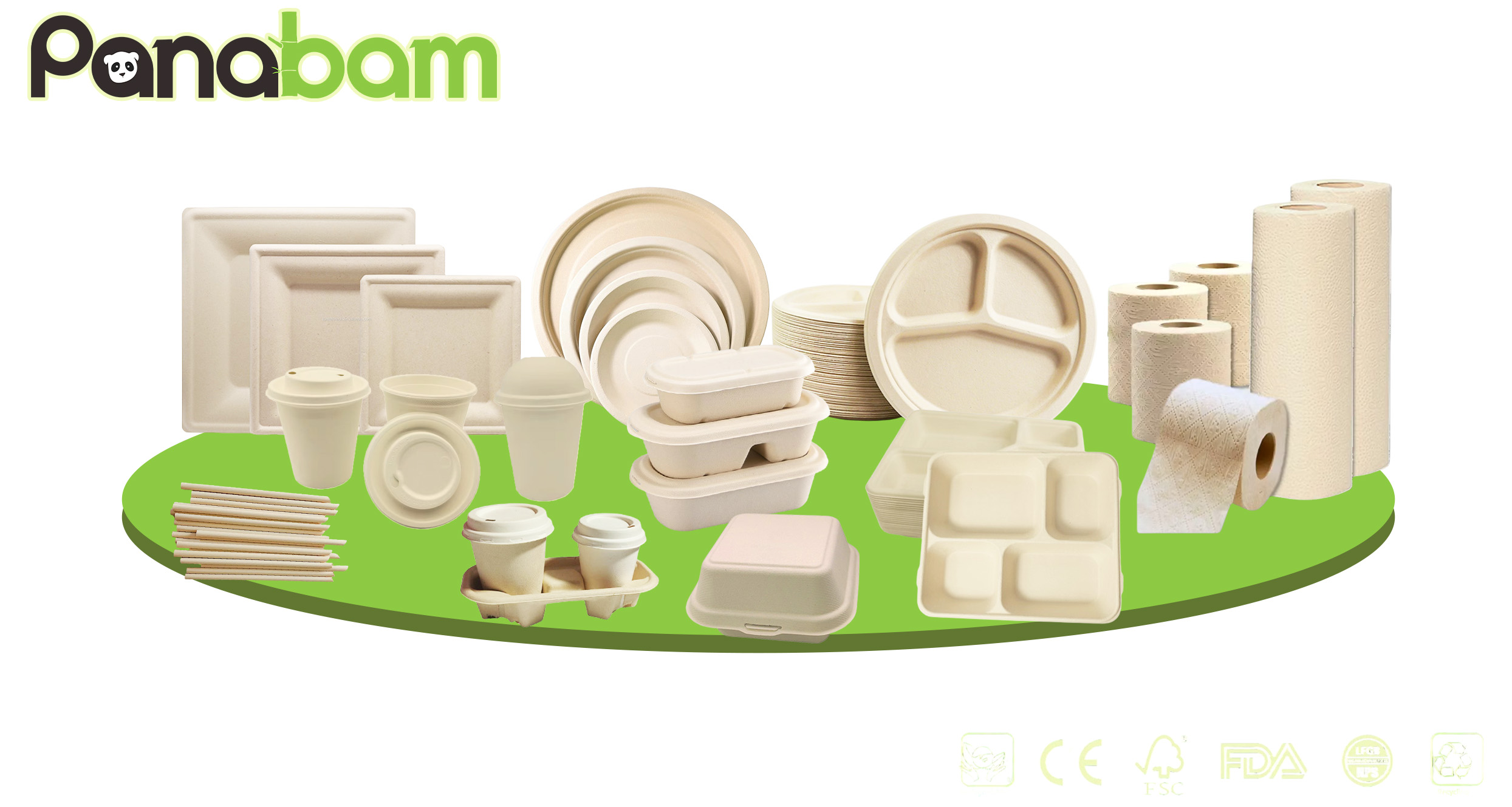 bamboo tableware collection, eco-friendly products, disposable, plates, cups, cutlery
