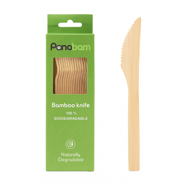 Eco-friendly biodegradable bamboo knife with packaging, 100% naturally degradable.