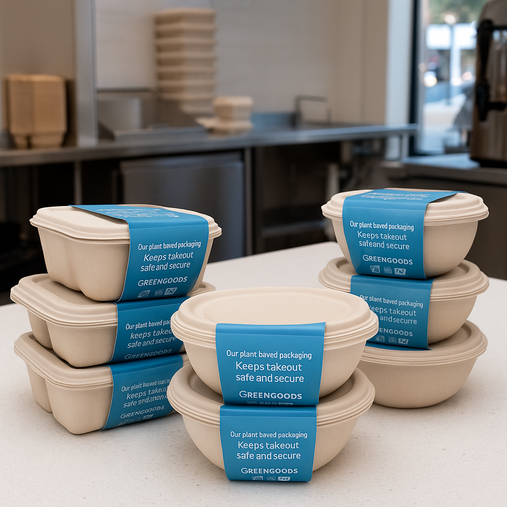 Greengoods Eco-Friendly Plant-Based Takeout Containers for Secure Packaging