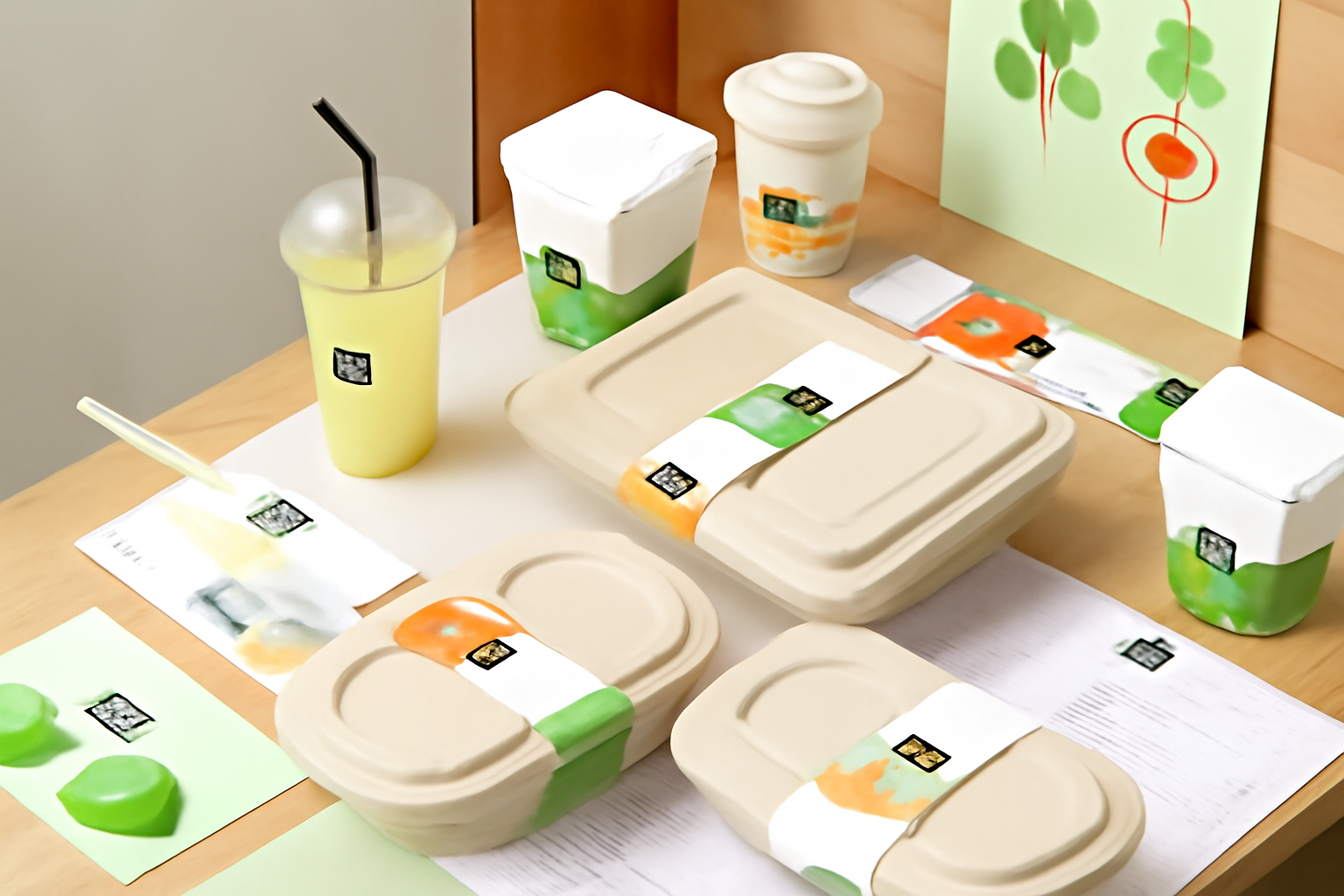 Sustainable Plant-Based Takeout Packaging with Eco-Friendly Containers and Cups