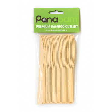 Pack of 10 biodegradable bamboo knives, 100% naturally degradable cutlery.