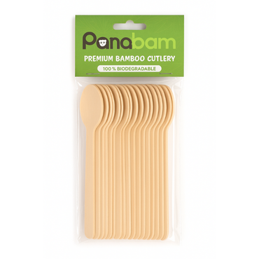 Pack of 10 biodegradable bamboo spoons, 100% naturally degradable cutlery.