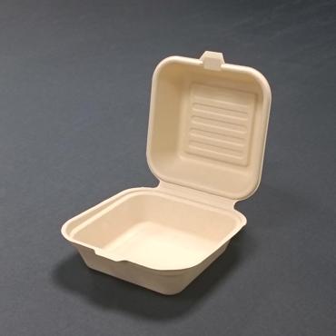 6-inch bamboo fiber compostable clamshell food container