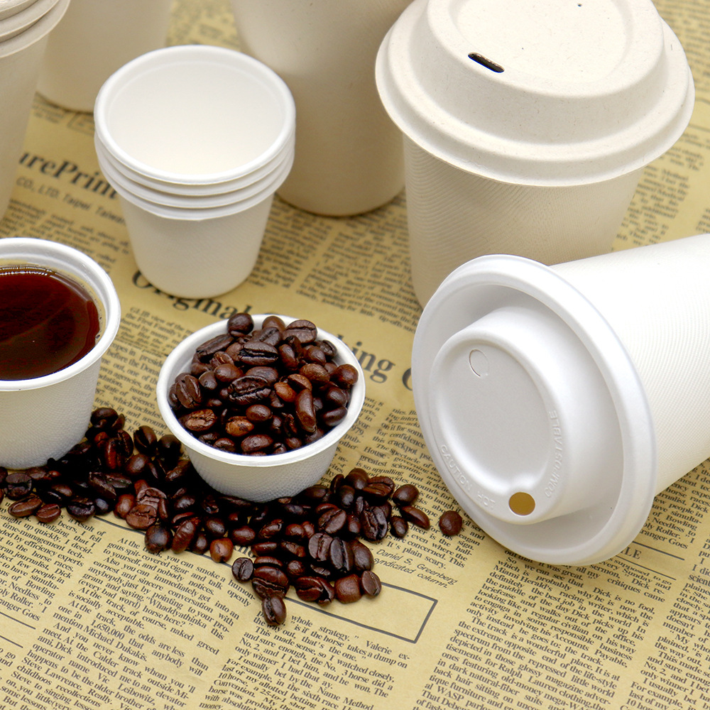 Bamboo Fiber Compostable Coffee Cups with Lids – Eco-Friendly Disposable Drinkware