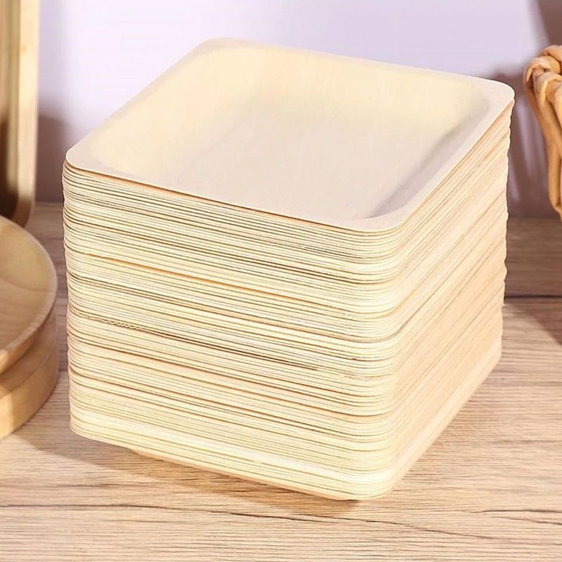 Bulk Square Bamboo Plates – Biodegradable Disposable Tableware for Catering and Events