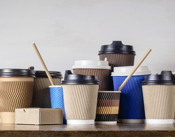 Customizable Ripple Wall Coffee Cups – Eco-Friendly Disposable Cups with Lids for Takeout and Delivery