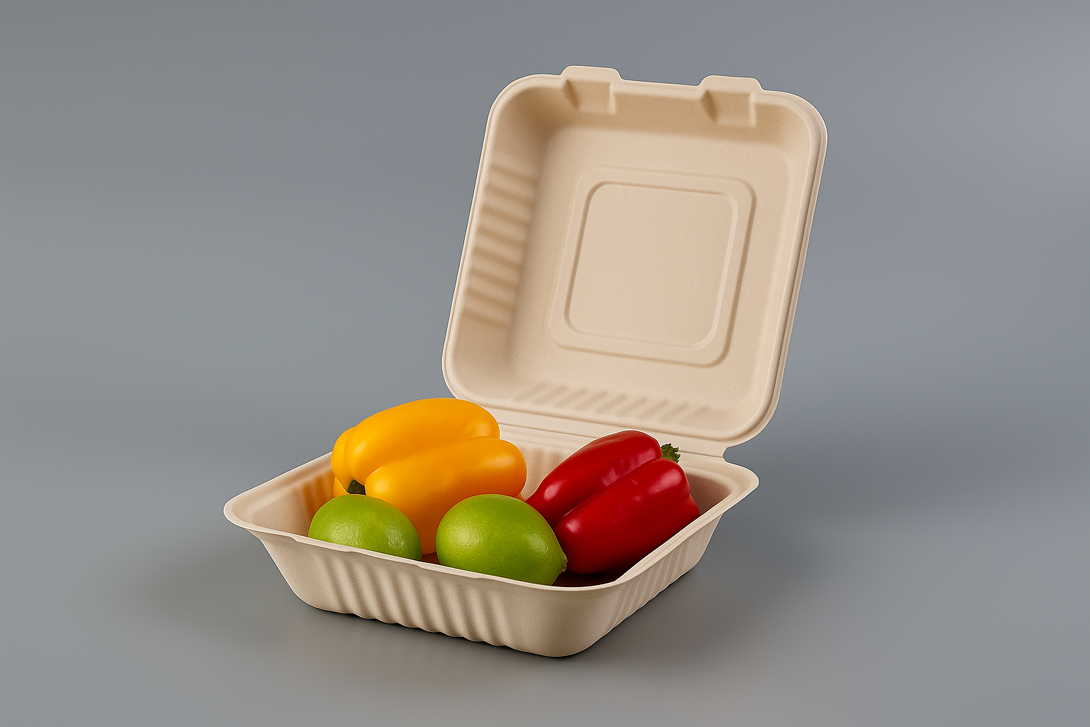 Eco-Friendly Bamboo Takeout Box with Fresh Produce