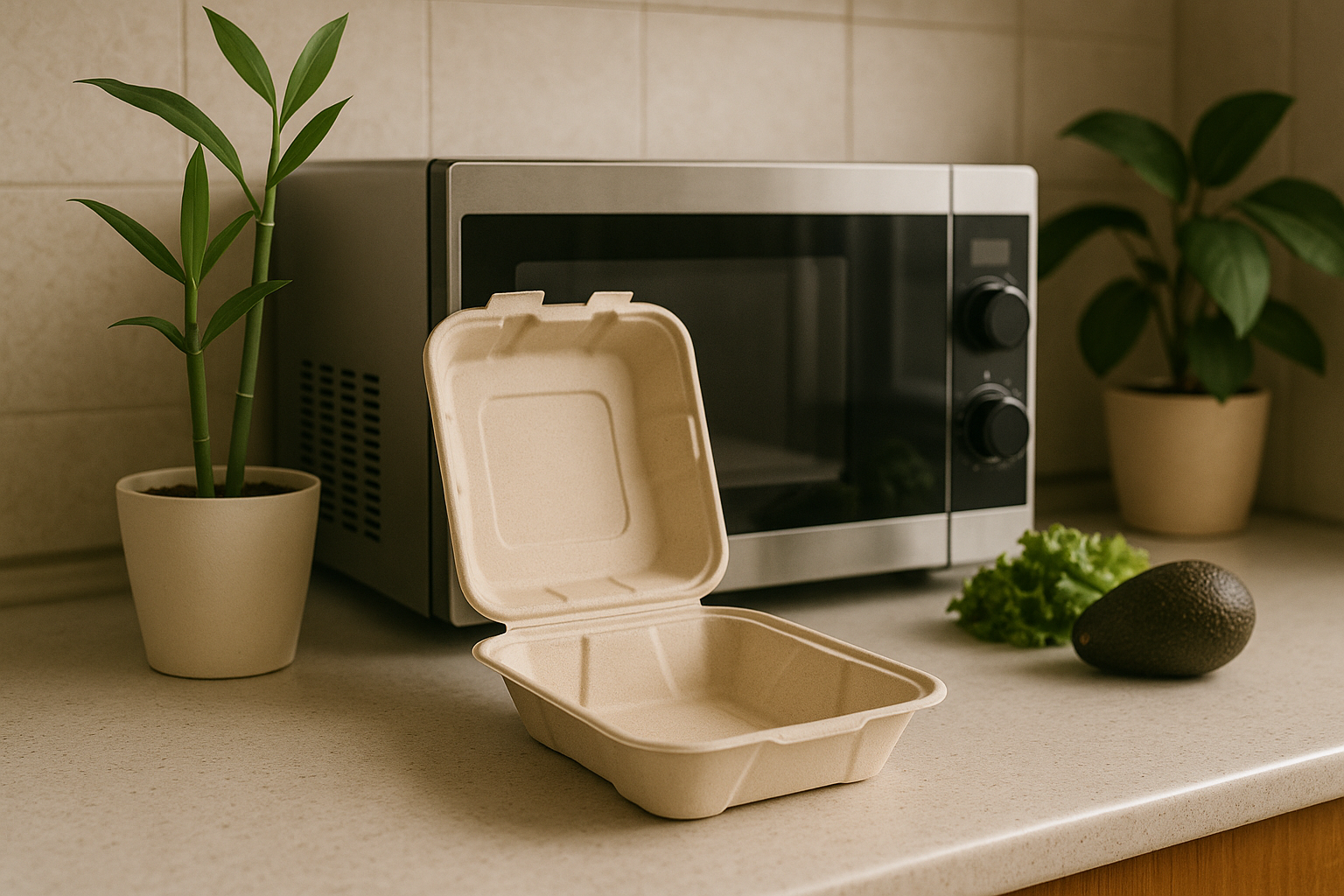 Microwave-Safe Bamboo Takeout Container for Eco-Friendly Food Packaging