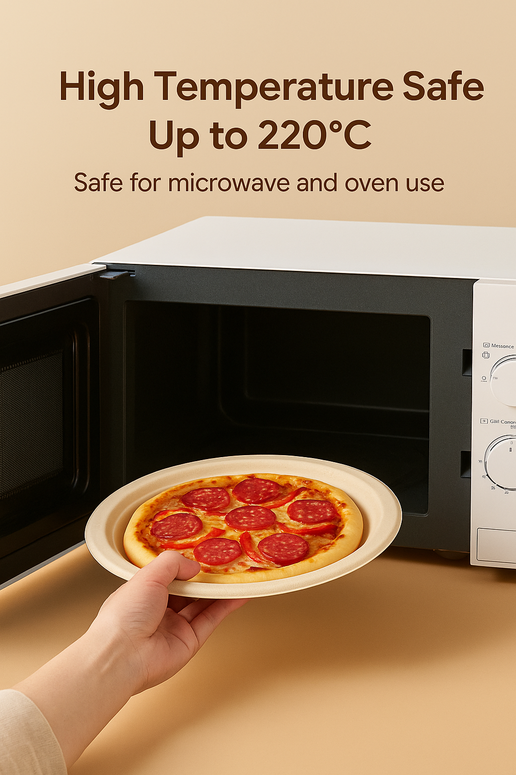 Microwave and Oven Safe Bamboo Plate for Hot Food Up to 220°C