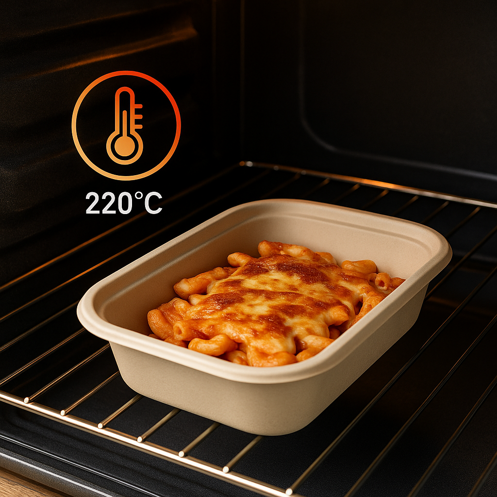 Oven-Safe Bamboo Tray for Hot Food at 220°C