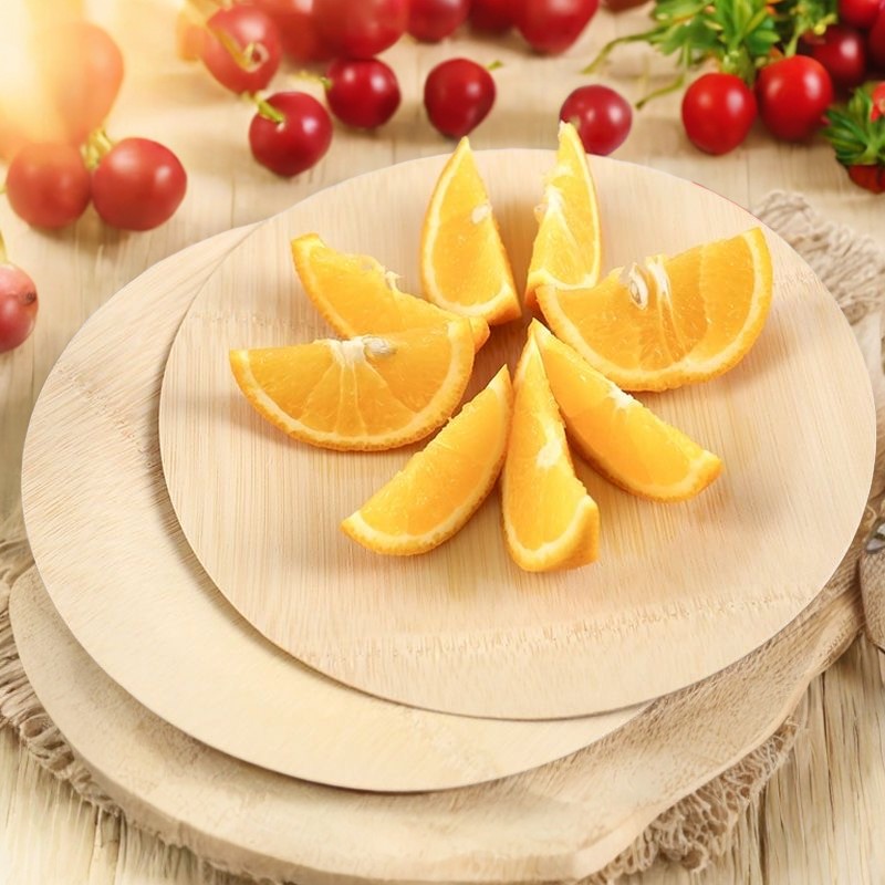 Round Biodegradable Bamboo Plates – Eco-Friendly Disposable Tableware for Fruits and Snacks