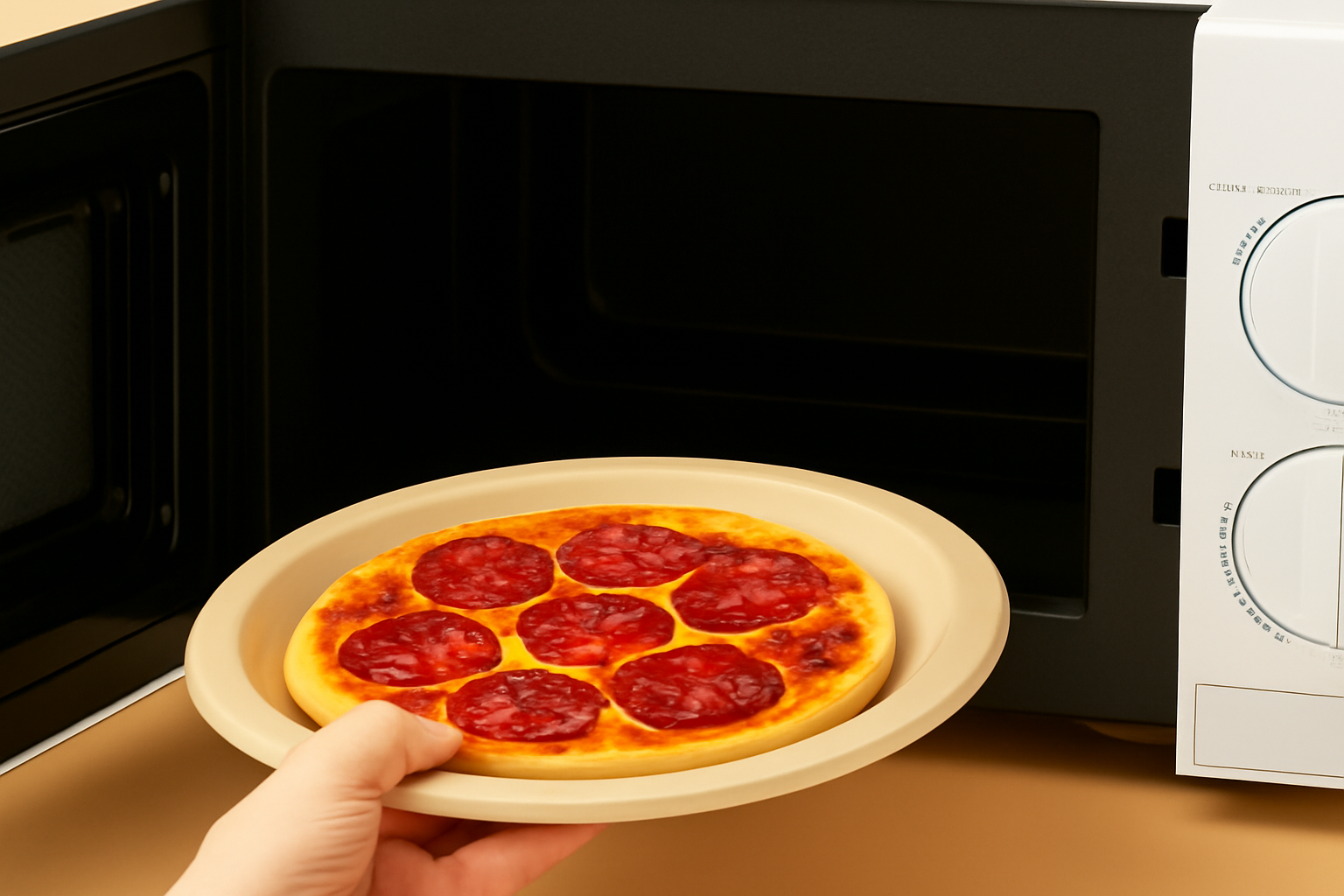 Microwave-Safe Bamboo Fiber Plate for Reheating Pizza