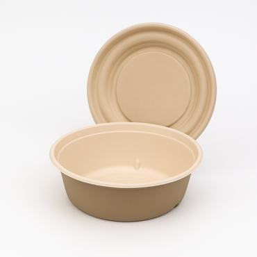 34oz disposable bamboo bowl with lid for hearty meals