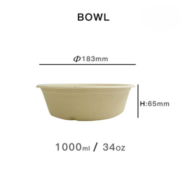 34oz large bamboo bowl, compostable and microwave safe