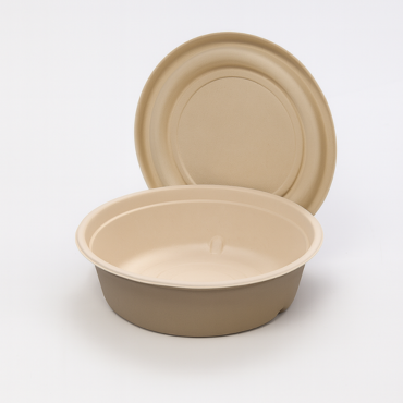 50oz disposable bamboo bowl with lid for catering and family meals