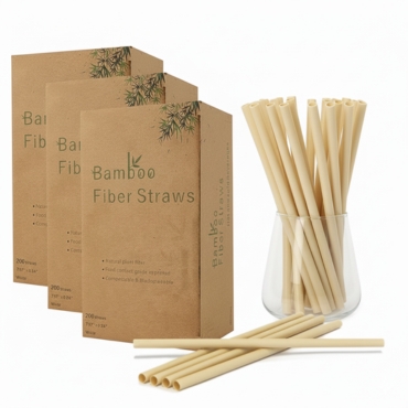 Bamboo fiber straws with kraft paper packaging for sustainable and eco-friendly use