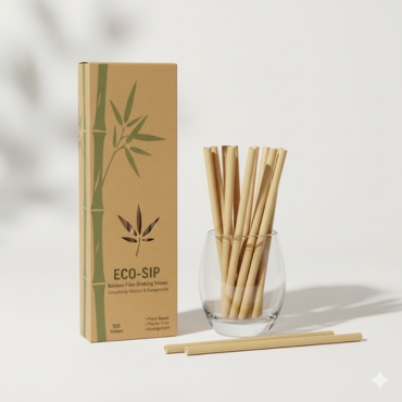 Custom logo bamboo fiber straws with eco-friendly kraft packaging