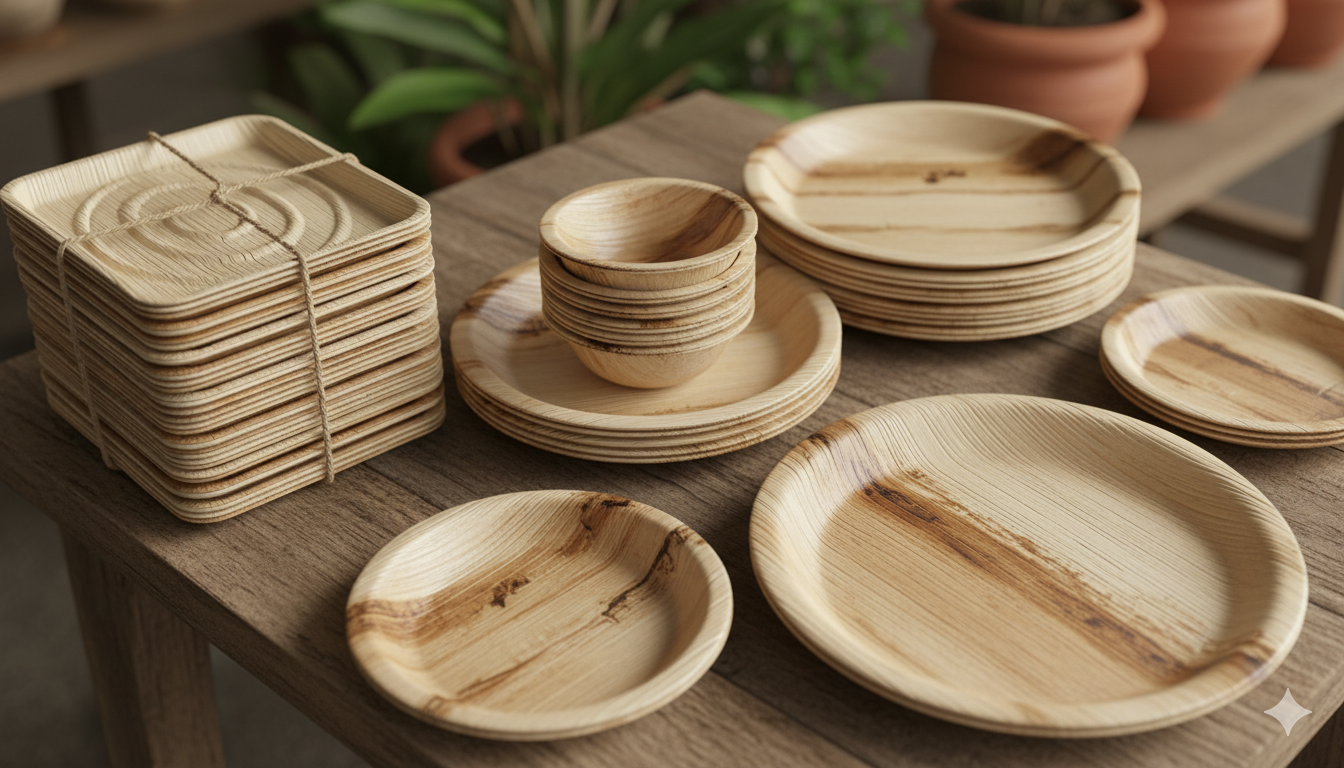 Palm Leaf Plate and Bowl Set – Biodegradable Disposable Tableware