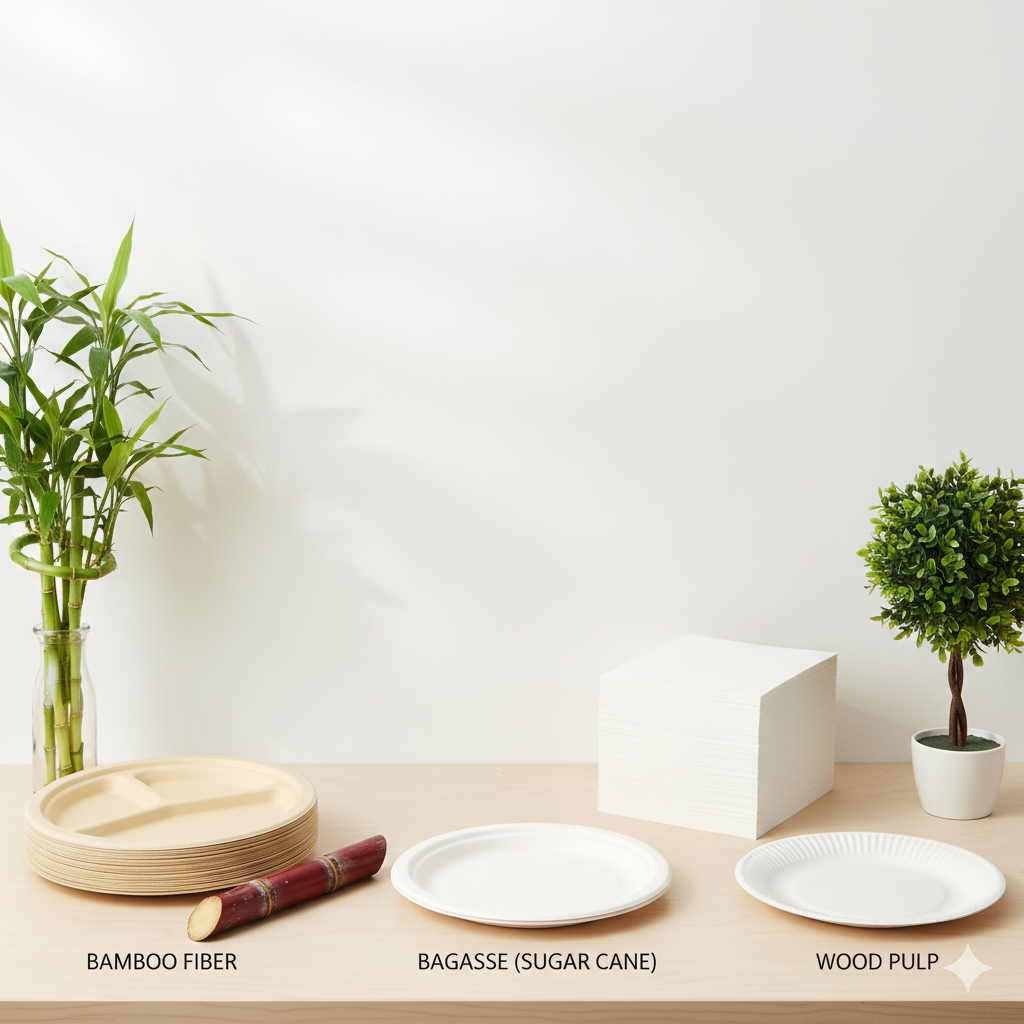 Eco-friendly disposable tableware materials comparison