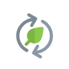 Eco-friendly recycling icon with green leaf in the center
