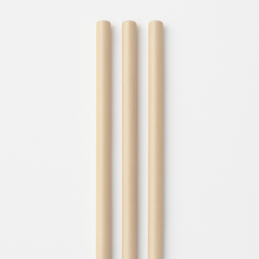 Three smooth bamboo fiber drinking straws, eco-friendly and biodegradable.