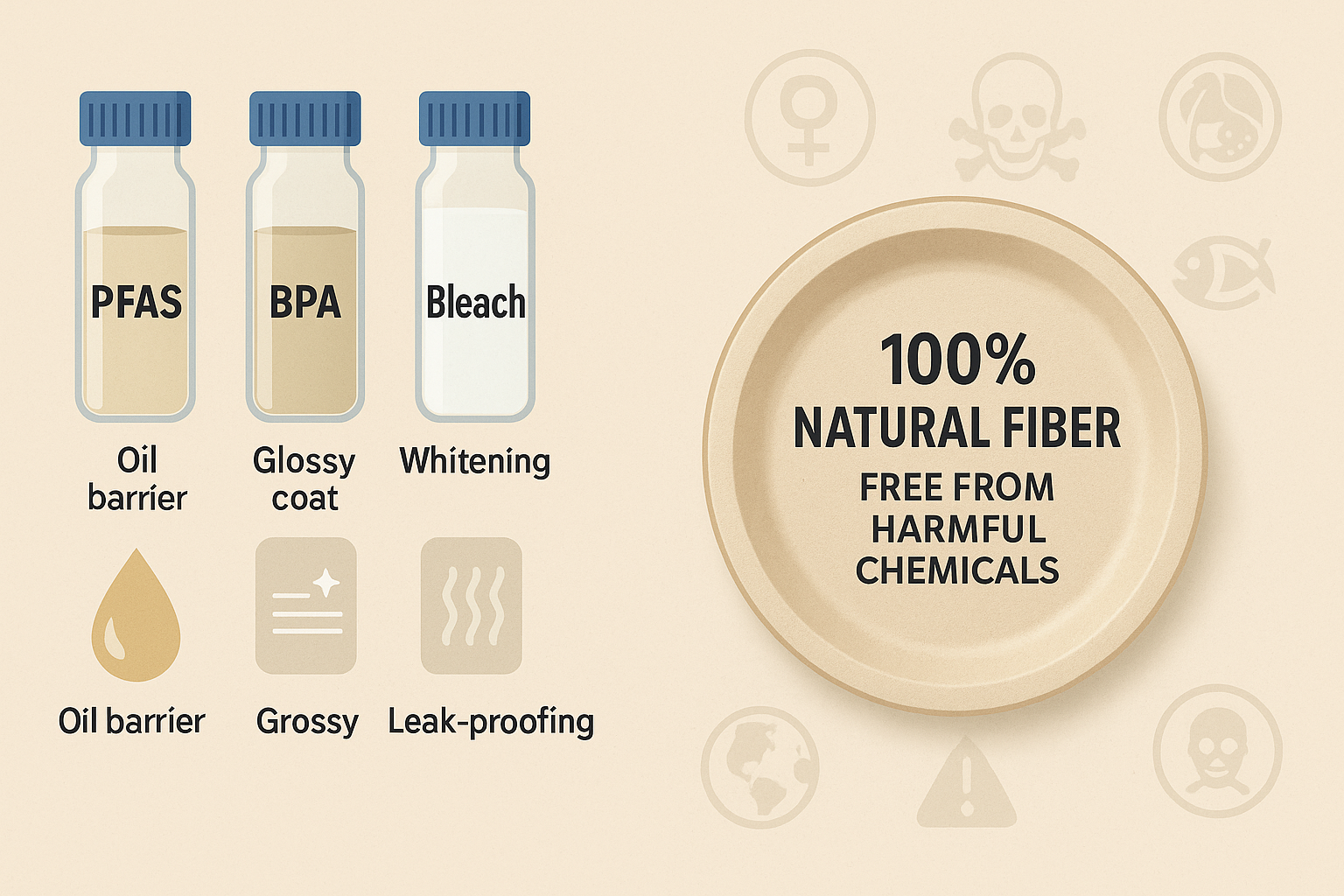 Chemical-Free Bamboo Fiber Plates – No PFAS, BPA, or Bleach