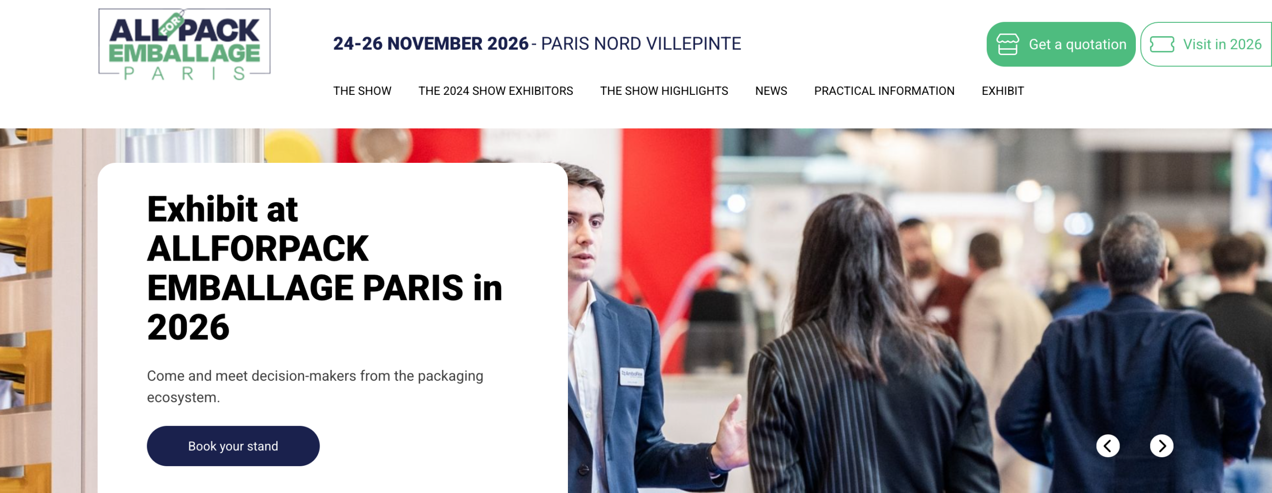 Exhibit at ALL4PACK EMBALLAGE PARIS 2026 – International Packaging and Logistics Event in Paris.