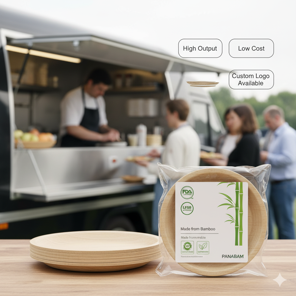 PANABAM Bamboo Plates for Food Trucks – Low Cost, High Output, Custom Branding