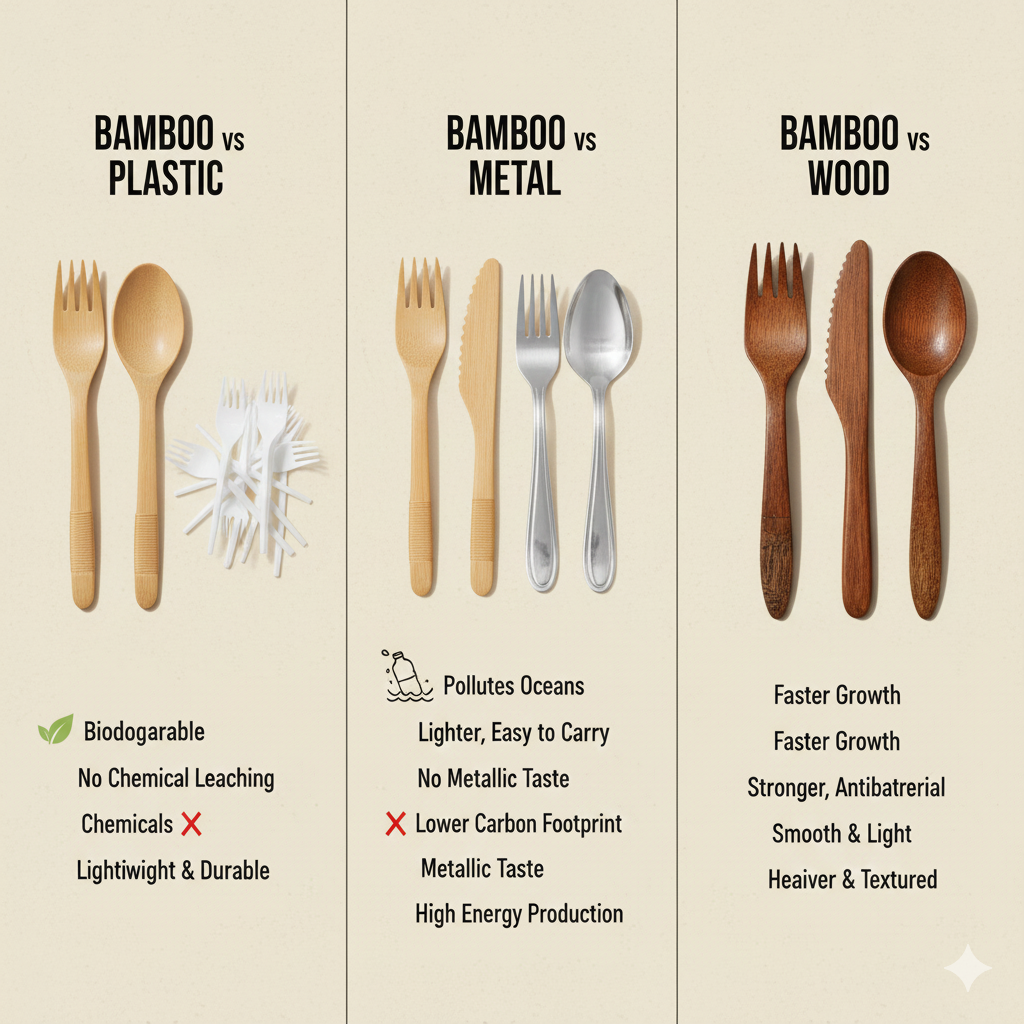 Bamboo Cutlery Compared: Key Advantages Over Traditional Alternatives