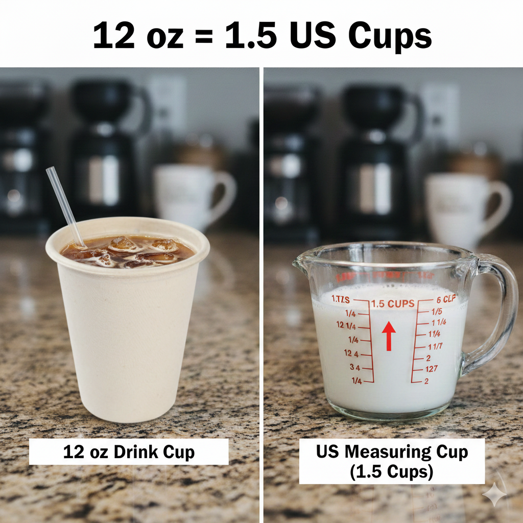 12 oz Equals 1.5 US Cups – Bamboo Drink Cup vs Measuring Cup Comparison
