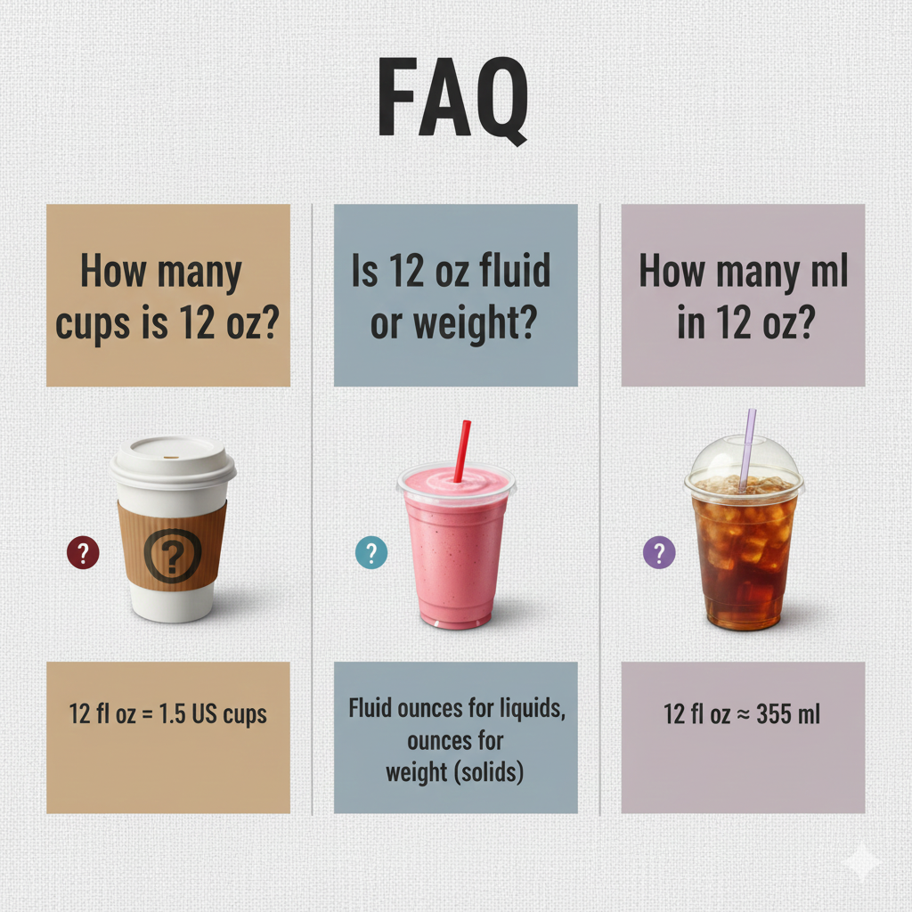 12 oz FAQ – Cups, Fluid vs Weight, and Milliliter Conversion
