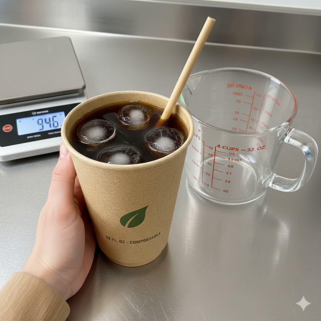 32 oz Compostable Bamboo Cup – Exact Volume for Foodservice Use