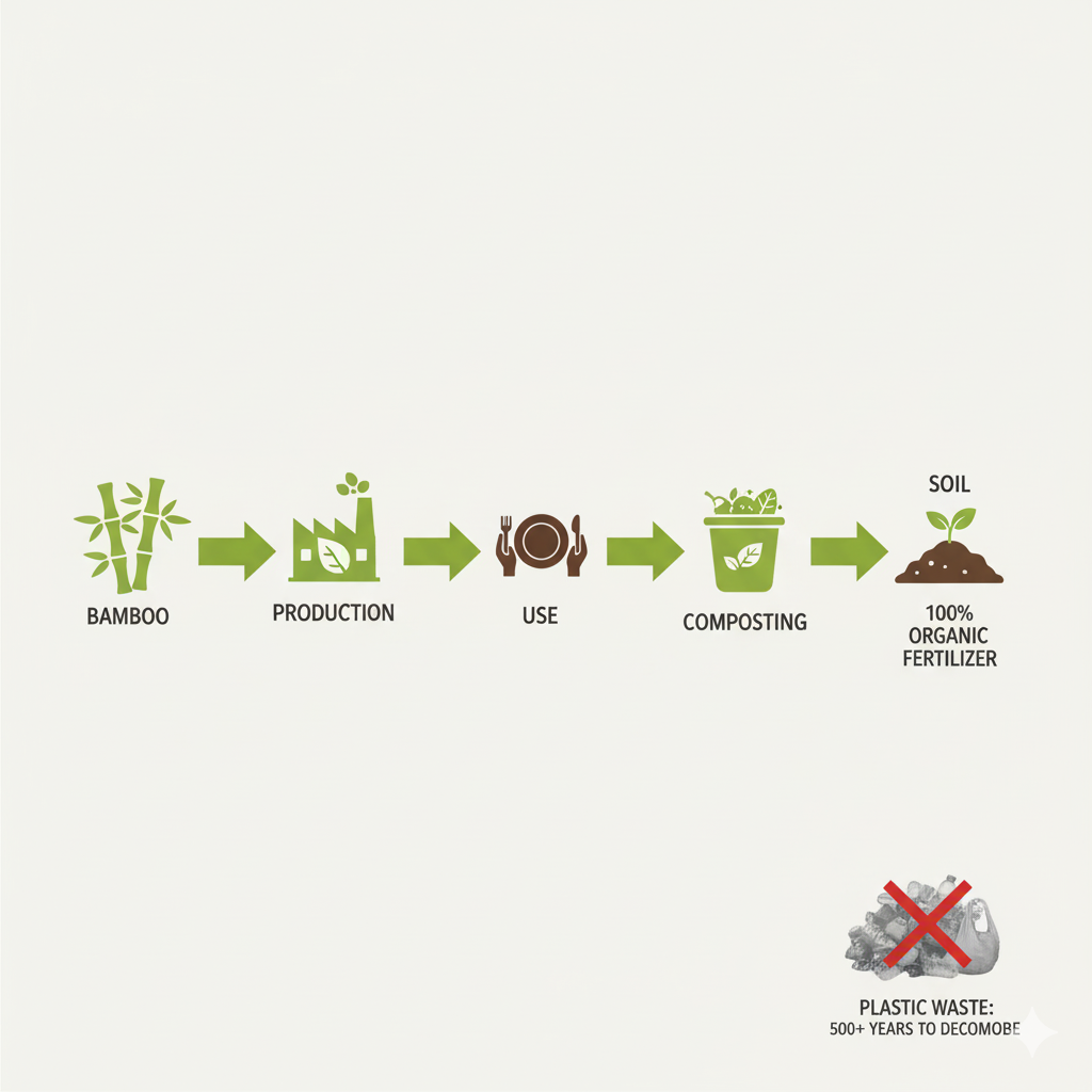Bamboo Lifecycle vs. Plastic Waste Sustainable Journey from Production to Organic Fertilizer