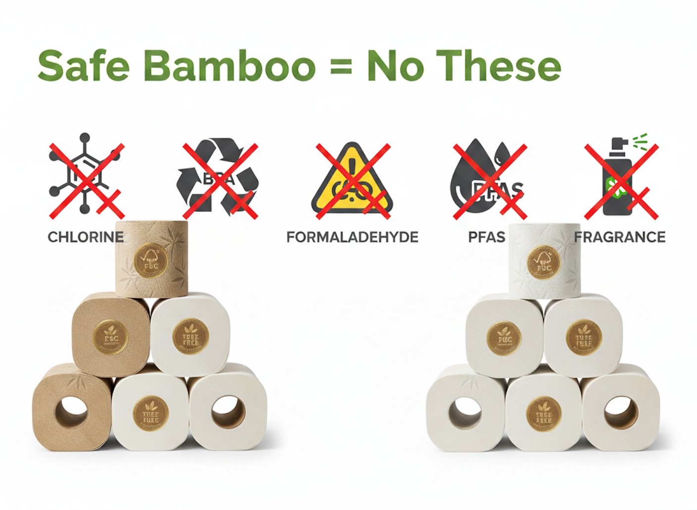 Bamboo Toilet Paper Without Harmful Chemicals | Chlorine-Free, BPA-Free, PFAS-Free