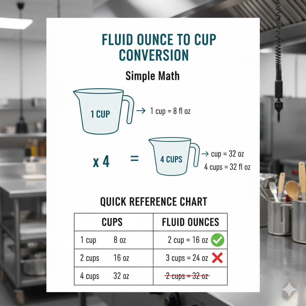 Fluid Ounce to Cup Conversion – 32 oz = 4 Cups Quick Chart