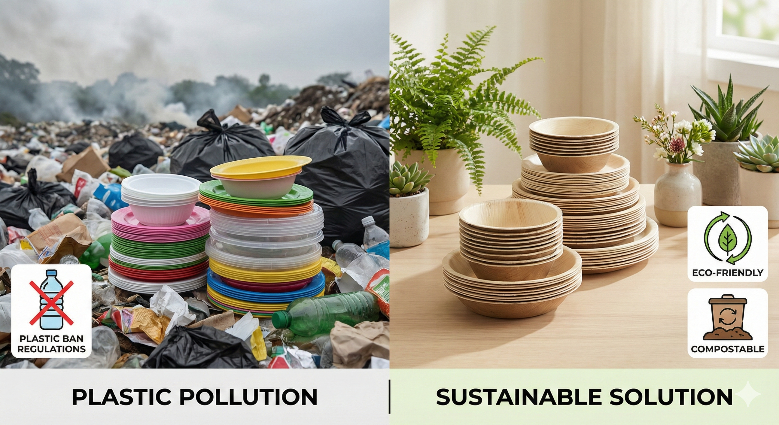 Plastic Pollution vs. Biodegradable Bamboo Tableware – Sustainable Food-Service Solution
