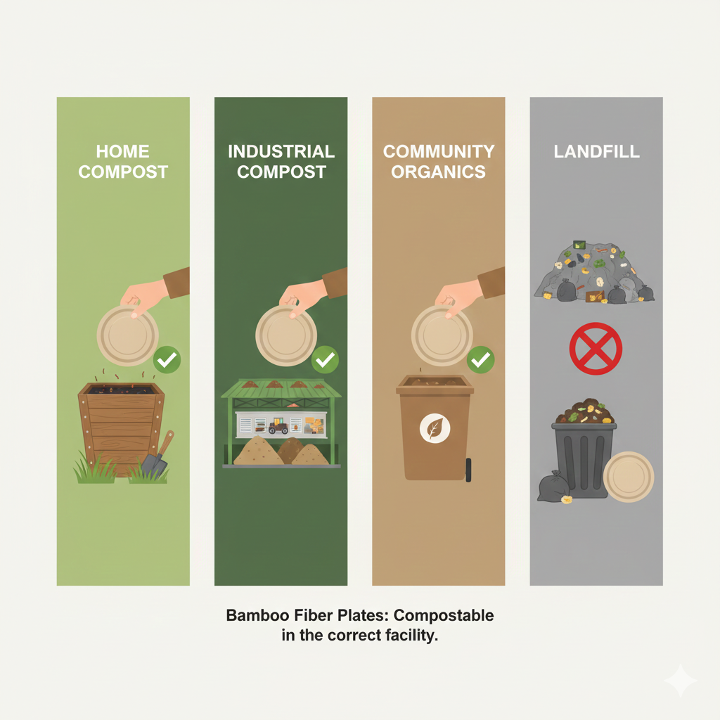Proper Disposal of Bamboo Fiber Plates Home, Industrial, and Community Compost vs. Landfill
