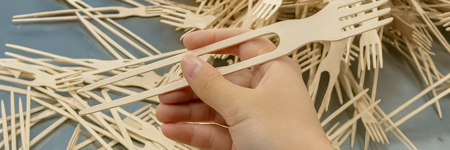 Eco-friendly bamboo fork and chopstick made from natural disposable bamboo material