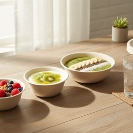 Bamboo fiber bowls bulk wholesale, sturdy molded pulp bowls for hot and col