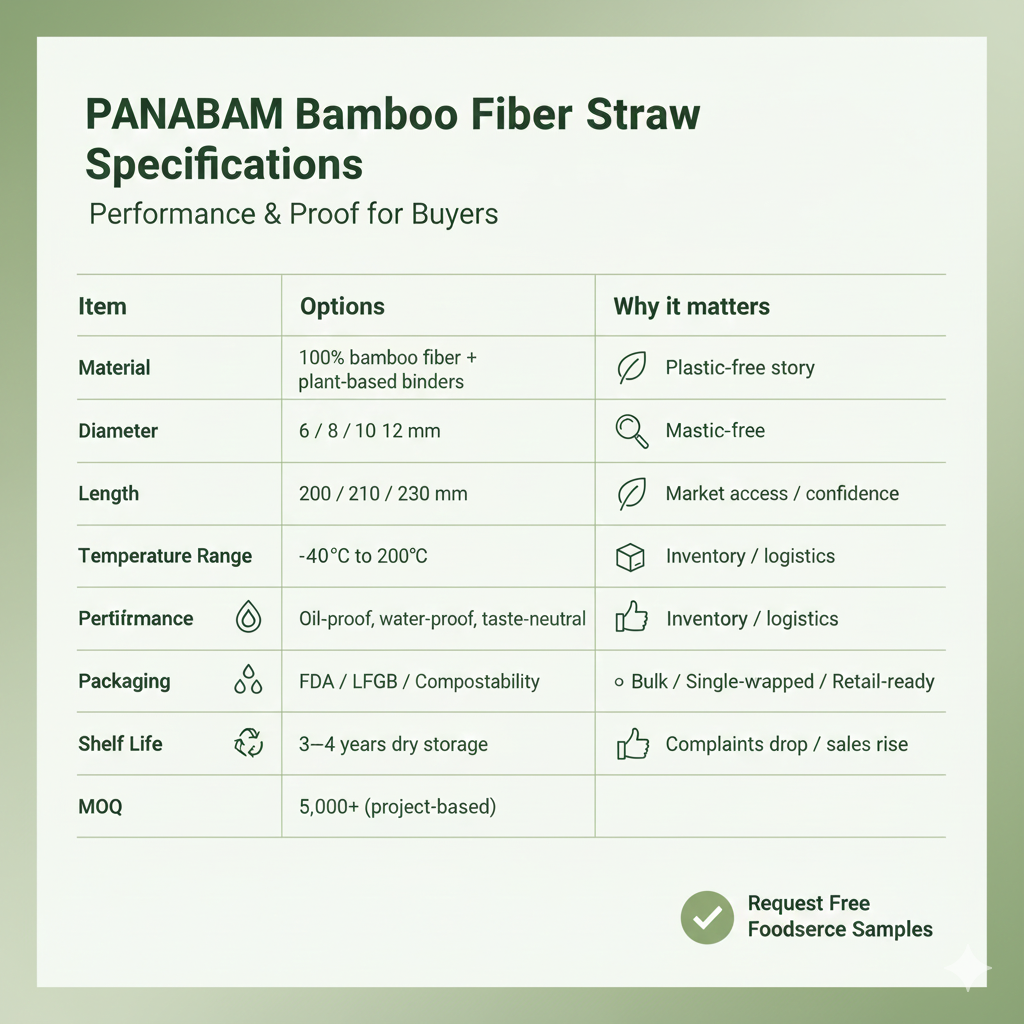 PANABAM Bamboo Fiber Straw Specifications for Wholesale Buyers