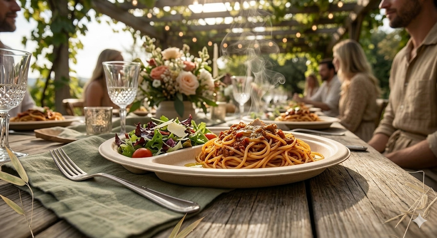 outdoor dining bamboo plate eco friendly tableware sustainable food serving