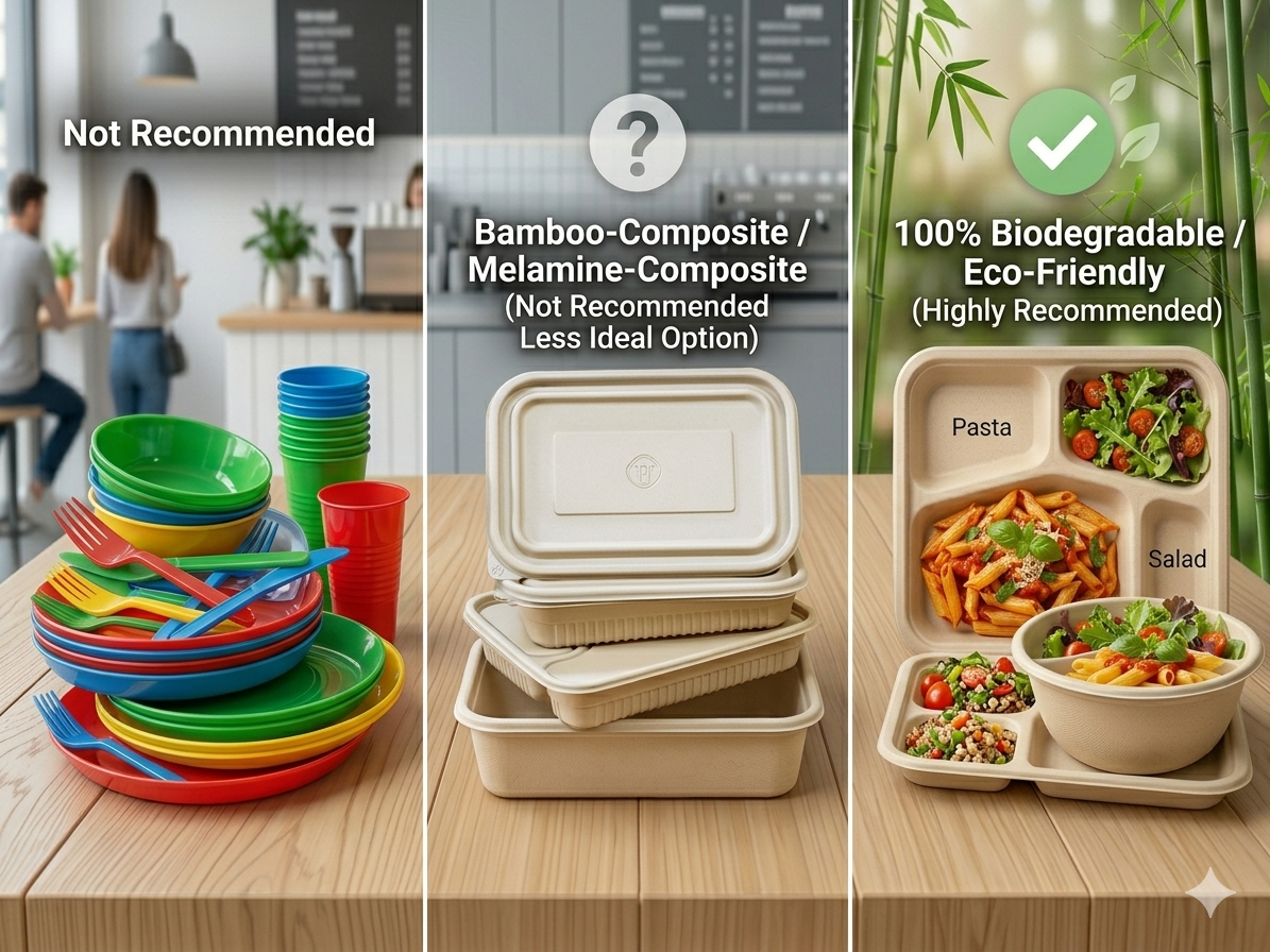 Plastic vs Bamboo Composite vs Bamboo Fiber Tableware – Safety and Sustainability Comparison