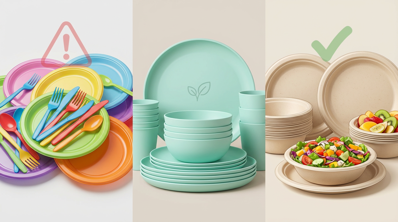 plastic vs bamboo fiber disposable tableware safety comparison packaging materials