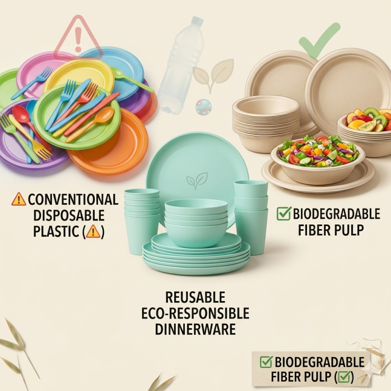 Plastic vs bamboo fiber tableware comparison for food packaging safety