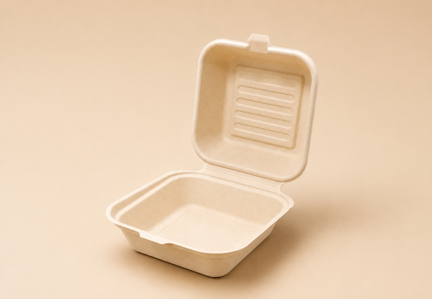 6-inch bamboo fiber clamshell container for burgers and takeaway food