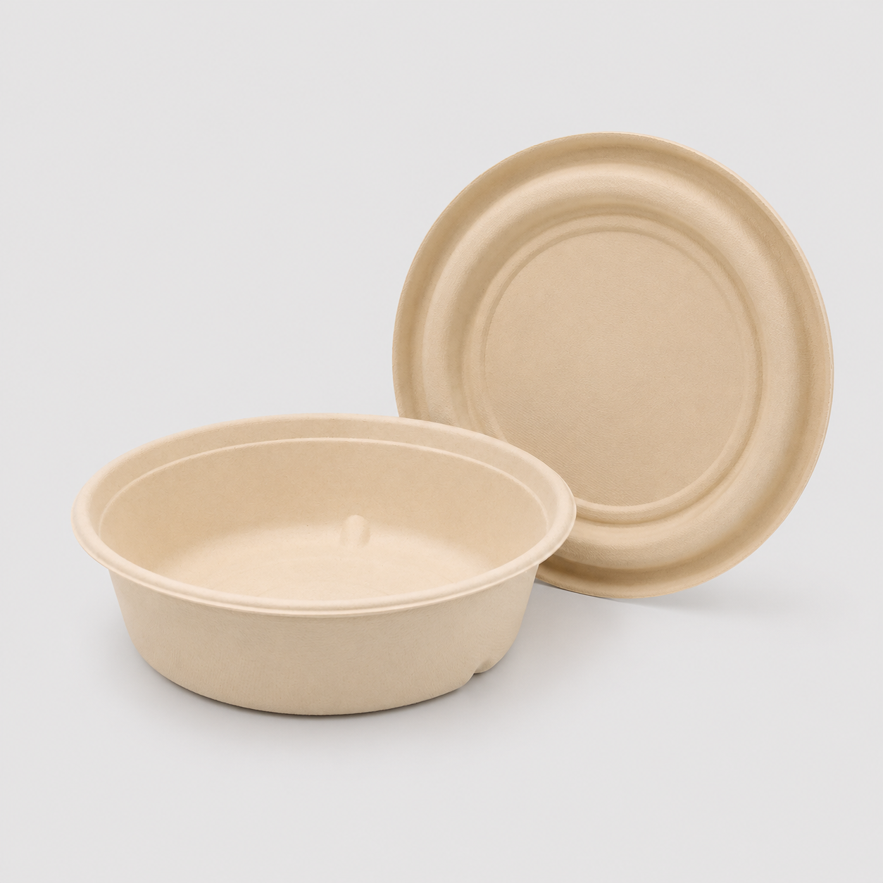Bamboo fiber food bowl with matching fiber lid