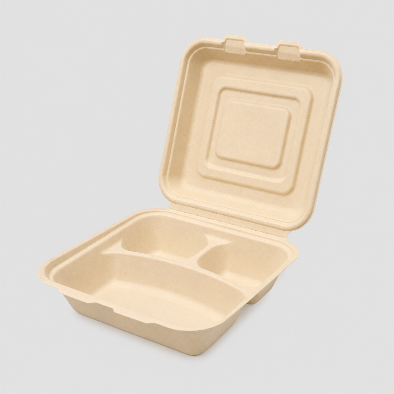 Bamboo Fiber Compartment Clamshell Container