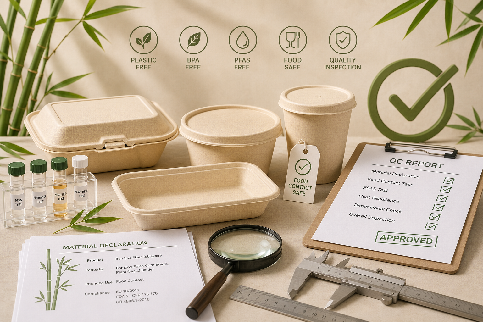 Food-contact testing and quality inspection for bamboo fiber tableware