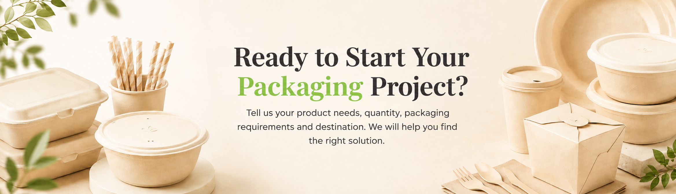 Sustainable packaging project banner with eco-friendly food packaging products by Panabam